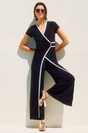 Joseph Ribkoff Black/Vanilla Short Sleeve Jumpsuit Style 251048X