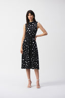 Joseph Ribkoff Black/Vanilla Dot Print Fit And Flare Dress Style 251066