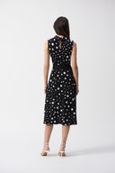Joseph Ribkoff Black/Vanilla Dot Print Fit And Flare Dress Style 251066