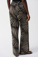 Joseph Ribkoff Black/Dune Gauze Tropical Print Wide-Leg Pants Style 251085
