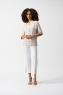 Joseph Ribkoff Moonstone Woven and Mesh Boxy Top Style 251086