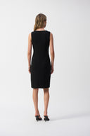 Joseph Ribkoff Black/Vanilla Dot Print Sleeveless Sheath Dress Style 251094