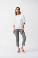 Joseph Ribkoff Vanilla Jersey Straight Top With Novelty Sleeves Style 251097