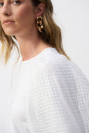Joseph Ribkoff Vanilla Jersey Straight Top With Novelty Sleeves Style 251097
