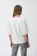 Joseph Ribkoff Vanilla Jersey Straight Top With Novelty Sleeves Style 251097