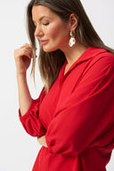 Joseph Ribkoff Radiant Red Boxy Top With Shirt Collar Style 251116