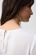 Joseph Ribkoff Vanilla Hammered Satin Straight Top Style 251119