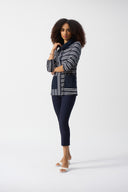 Joseph Ribkoff Vanilla/Midnight Blue Stripe Print Boxy Tunic Style 251126