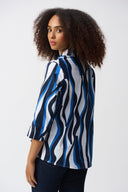 Joseph Ribkoff Vanilla/Multi Woven Abstract Trapeze Top Style 251131