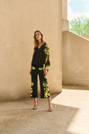 Joseph Ribkoff Black/Multi Silky Knit Floral Print Culotte Pants Style 251189