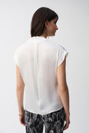Joseph Ribkoff Vanilla Satin Draped Mock Neck Top Style 251166