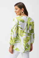 Joseph Ribkoff Vanilla/Multi Stretch Poplin Floral Print Trapeze Top Style 251168