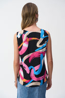 Joseph Ribkoff Black/Multi Woven And Flare Top Style 251170