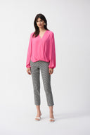 Joseph Ribkoff Bubble Gum Georgette Boxy Wrap Top Style 251172