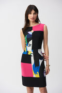 Joseph Ribkoff Vanilla/Multi Silky Knit Color Block Sheath Dress Style 251177