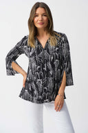 Joseph Ribkoff Black/Vanilla Conversational Print Tunic Style 251181