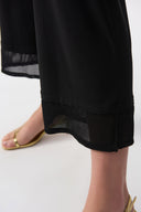 Joseph Ribkoff Black Silky Knit Culotte Pants With Mesh Detail Style 251187