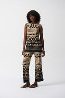 Joseph Ribkoff Black/Dune Dot Print Wide-Leg Pants Style 251188