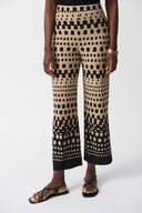 Joseph Ribkoff Black/Dune Dot Print Wide-Leg Pants Style 251188