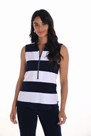 Frank Lyman Navy/White Striped Sleeveless Top Style 251189