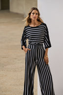 Joseph Ribkoff Knit Stripe Print Fitted Top Style 251190