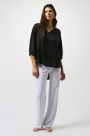 Joseph Ribkoff Black Satin High-Low Boxy Top Style 251191