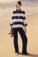 Frank Lyman Navy/White 3/4 Bell Sleeve Striped Jacket Style 251191