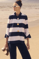 Frank Lyman Navy/White 3/4 Bell Sleeve Striped Jacket Style 251191