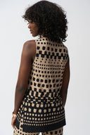 Joseph Ribkoff Black/Dune Silky Knit Dot Print Sleeveless Tunic Style 251193