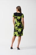 Joseph Ribkoff Black/Multi Silky Knit Tropical Print A-Line Dress Style 251200