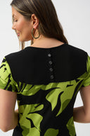 Joseph Ribkoff Black/Multi Silky Knit Tropical Print A-Line Dress Style 251200