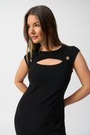 Joseph Ribkoff Black Silky Knit Cutout Sheath Dress Style 251202