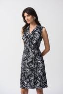 Joseph Ribkoff Black/White Tropical Print Sheath Dress Style 251206