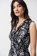 Joseph Ribkoff Black/White Tropical Print Sheath Dress Style 251206