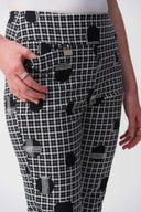 Joseph Ribkoff Vanilla/Multi Plaid and Dot Print Crop Pants Style 251210