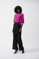 Joseph Ribkoff Black Woven Wide Leg Pants With Front Tie Style 251211