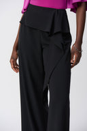 Joseph Ribkoff Black Woven Wide Leg Pants With Front Tie Style 251211