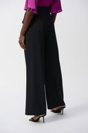 Joseph Ribkoff Black Woven Wide Leg Pants With Front Tie Style 251211