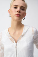 Joseph Ribkoff Off-White Novelty Knit Straight Fit Jacket Style 251215