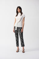 Joseph Ribkoff Black/Vanilla Conversational Print Crop Pants Style 251224