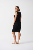 Joseph Ribkoff White/Black Jacquard Geometric Print Sheath Dress Style 251237