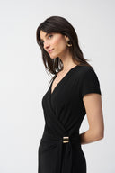 Joseph Ribkoff Short Sleeve Flowy Wrap Midi Dress Style 251250