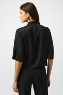 Joseph Ribkoff Satin V-Neck Top with Front Tie Style 251253