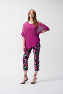Joseph Ribkoff Black/Multi Floral Print Cropped Pants Style 251254