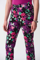 Joseph Ribkoff Black/Multi Floral Print Cropped Pants Style 251254