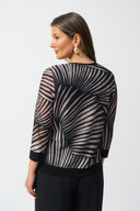 Joseph Ribkoff Black/Dune Jacquard Tropical Print Jacket and Cami Set Style 251260