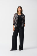 Joseph Ribkoff Black/Dune Jacquard Tropical Print Jacket and Cami Set Style 251260