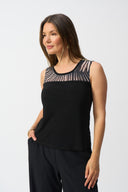 Joseph Ribkoff Black/Dune Jacquard Tropical Print Jacket and Cami Set Style 251260