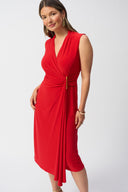 Joseph Ribkoff Radiant Red Sleeveless Wrap Dress Style 251278