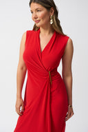 Joseph Ribkoff Radiant Red Sleeveless Wrap Dress Style 251278